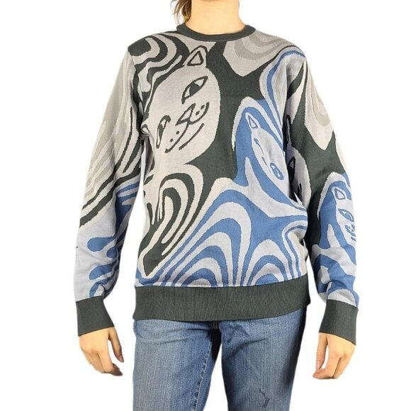 Trippy Psycadelic Rip N Dip Cat Sweater - Picture 1 of 4